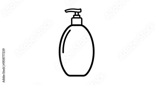 Clean minimalist line art illustration of a generic pump bottle container for liquid soap or lotion