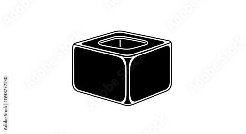 Abstract culinary icon featuring a geometric black food shape with a central void