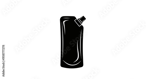 Sleek black flexible packaging icon with spout, perfect for beverage and liquid designs