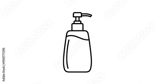 Minimalist Line Art Illustration of a Liquid Dispenser Pump Bottle for Personal Care Products