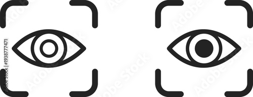 Eye scan recognition, biometric identity verification, face recognition security icon vector design