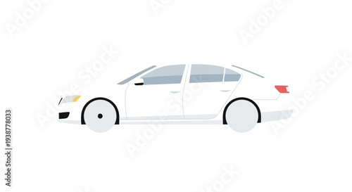 Clean white sedan car illustration isolated on white background