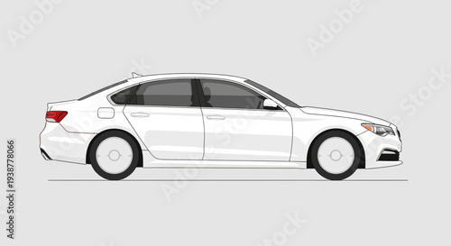 Clean white sedan car illustration on a neutral background vector design