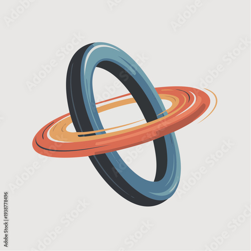 Colorful 3D ring planet Saturn illustration design element