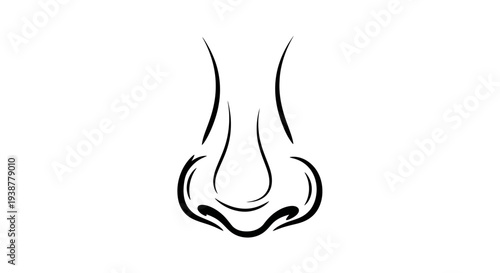 Minimalist black line art illustration depicting a human nose on a clean white background