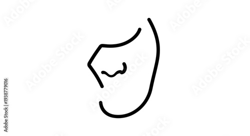 Minimalist abstract line art illustration depicting a human face profile on a pristine white