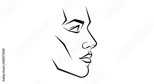 Elegant abstract outline of a person's profile portrait capturing serene contemplation