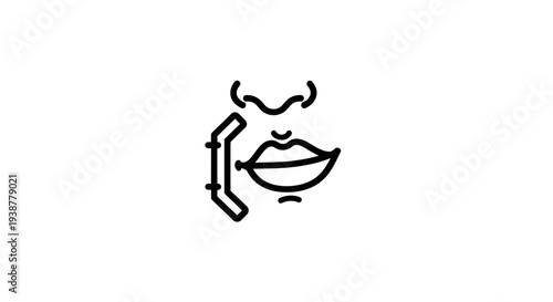 Minimalist line art illustration of a person's mouth, nose, and a protective face mask concept