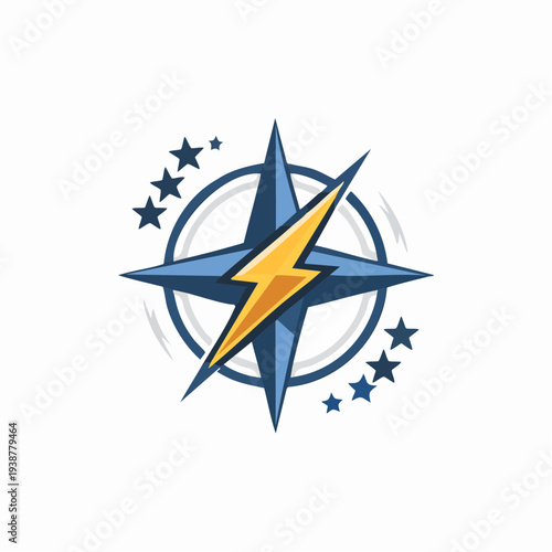 Blue Star Icon with Yellow Lightning Bolt.