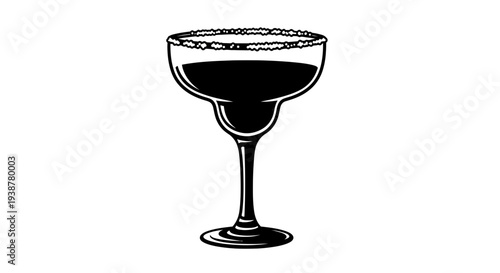 Bold vector illustration of a classic margarita glass with a textured rim, ideal for beverage