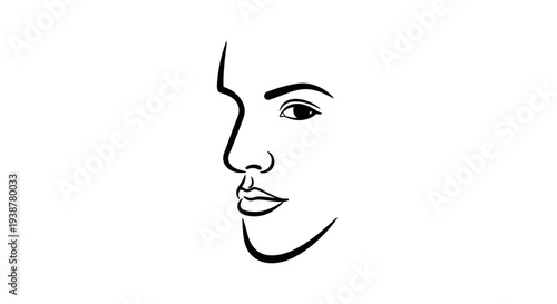 Abstract single line artistic representation of a captivating human face in profile