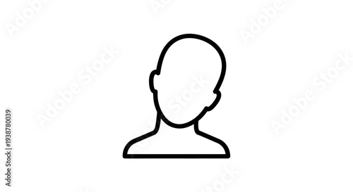 Minimalist outline of an anonymous human bust ideal for user profiles and generic avatars