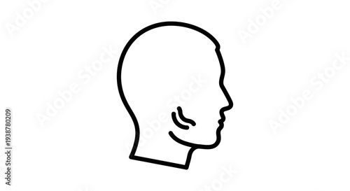 Minimalist black outline icon of human head profile indicating glands in the neck area healthcare