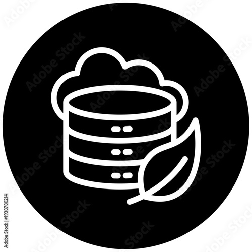 Cloud Server Icon Button Mini Illustration, Use For Modern Concept, Print, Ui, Ux Kit, Web And App Development. Vector Related To Green Technology And More