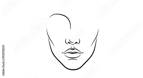 Elegant minimalist line art of a feminine face for beauty, fashion, and artistic design projects