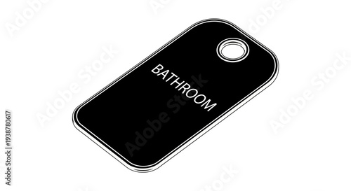 Minimalist black and white bathroom key tag label icon graphic for identification purposes