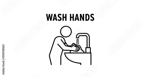 Essential public health message illustrating proper hand hygiene for disease prevention icon