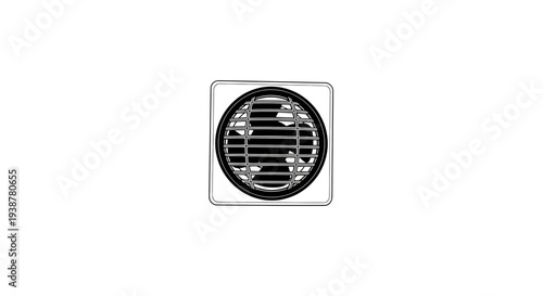 Minimalist black and white ventilation fan icon square frame design for air circulation system