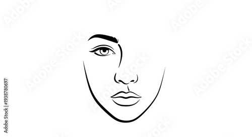 Elegant minimalist line art illustration of a woman's face highlighting natural beauty and