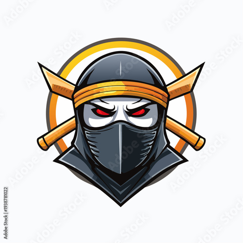 Ninja Character with Swords and Headband.
