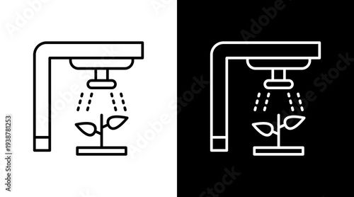 Automated Irrigation Outline White Icon Set Design