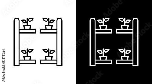 Vertical Farming Outline White Icon Set Design