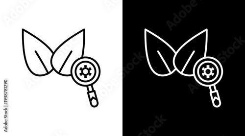 Crop Disease Detection Outline White Icon Set Design