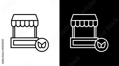 Agricultural Marketplace Outline White Icon Set Design
