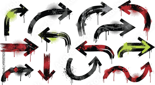set of different color paint splashes