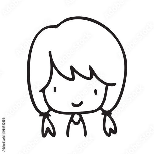 Cartoon children face and avatar in black and white doodle style. cute children's face icons in line art style, featuring diverse expressions and hairstyles