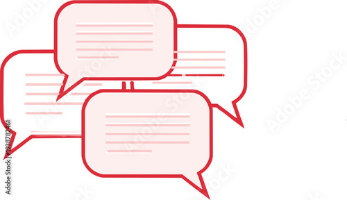 A set of pink and red outlined speech bubbles on a for communication or dialogue