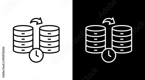 Data Backup Outline White Icon Set Design