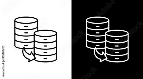 Data Replication Outline White Icon Set Design