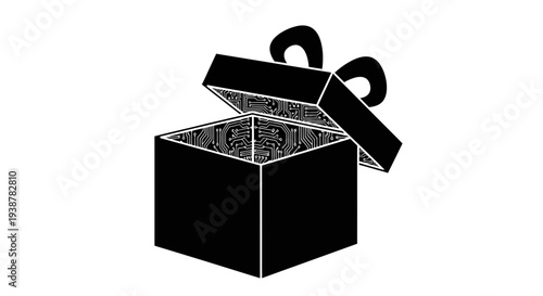Unveiling the Future: A Digital Gift Box with Intricate Circuitry Revealed for Modern Innovation