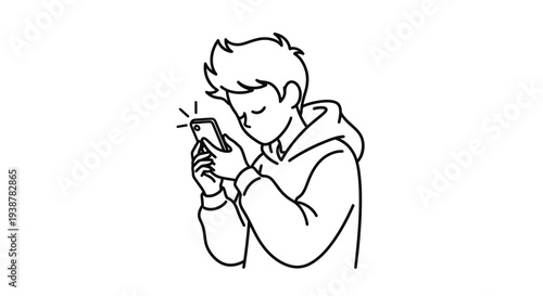 Modern youth deeply engrossed in digital communication on a glowing smartphone screen