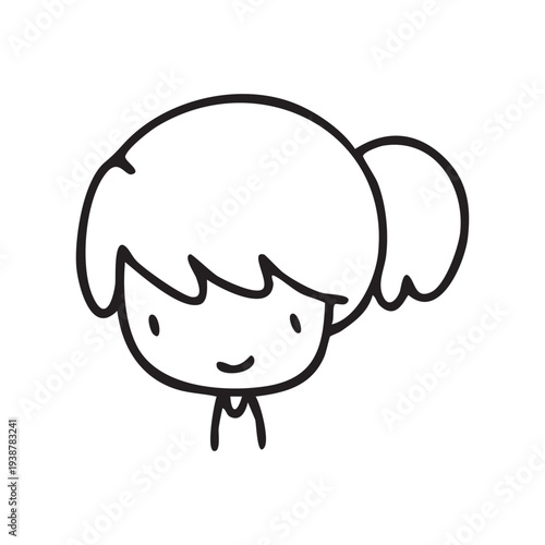 Cartoon children face and avatar in black and white doodle style. cute children's face icons in line art style, featuring diverse expressions and hairstyles