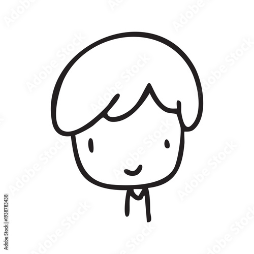 Cartoon children face and avatar in black and white doodle style. cute children's face icons in line art style, featuring diverse expressions and hairstyles