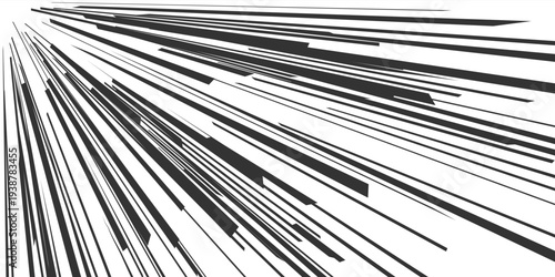 Black and white manga speed lines with radial burst effects and action comic book energy. Vector anime background with concentration rays, lightning shock focus and vintage pop art screentones.