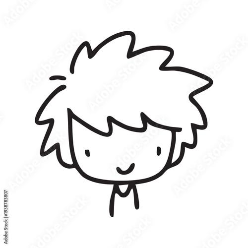 Cartoon children face and avatar in black and white doodle style. cute children's face icons in line art style, featuring diverse expressions and hairstyles