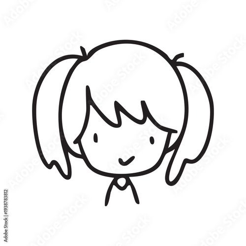 Cartoon children face and avatar in black and white doodle style. cute children's face icons in line art style, featuring diverse expressions and hairstyles