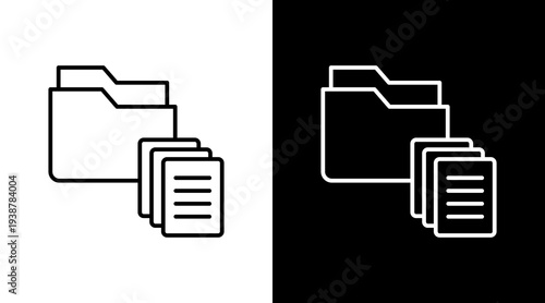 File Archive Outline White Icon Set Design