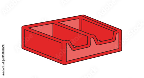 Red plastic desk organizer tray.