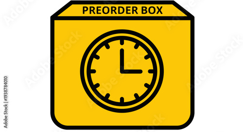 Yellow preorder box with clock.