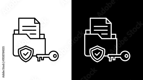 File Permission Outline White Icon Set Design