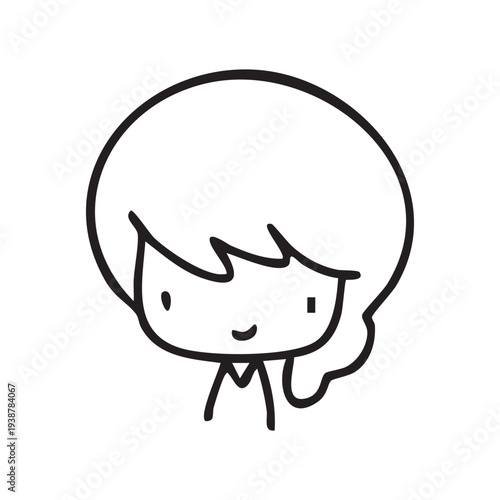 Cartoon children face and avatar in black and white doodle style. cute children's face icons in line art style, featuring diverse expressions and hairstyles