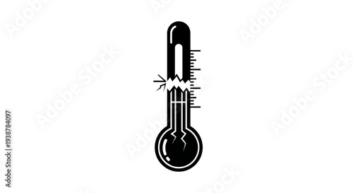 A stark broken thermometer icon symbolizing severe temperature conditions or equipment failure in