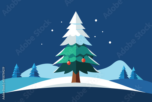 snow covered pine tree with christmas decor   (2).eps