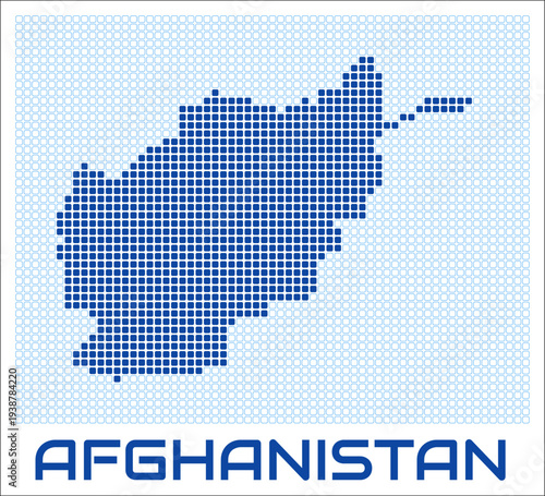 Afghanistan dot map. Dotted shape of the country. Afghanistan boundary dots with title. Vector illustration.