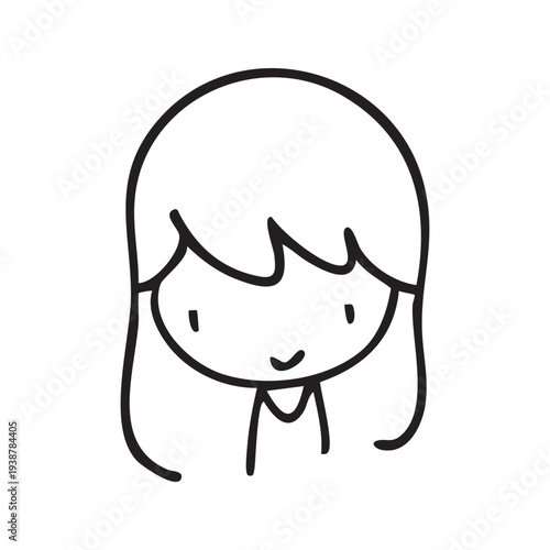 Cartoon children face and avatar in black and white doodle style. cute children's face icons in line art style, featuring diverse expressions and hairstyles