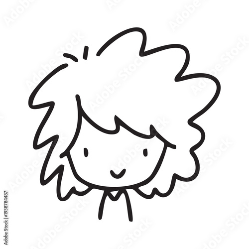 Cartoon children face and avatar in black and white doodle style. cute children's face icons in line art style, featuring diverse expressions and hairstyles